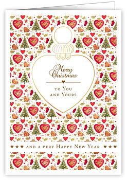 Heart Ornaments, Xmas, Greeting Card