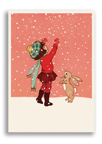 Catching Snow, Belle & Boo Playtime Xmas Postcards