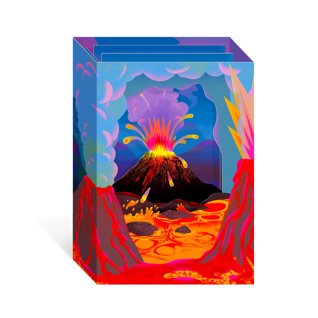Volcano, Greeting Card - Layers (3D) - 3