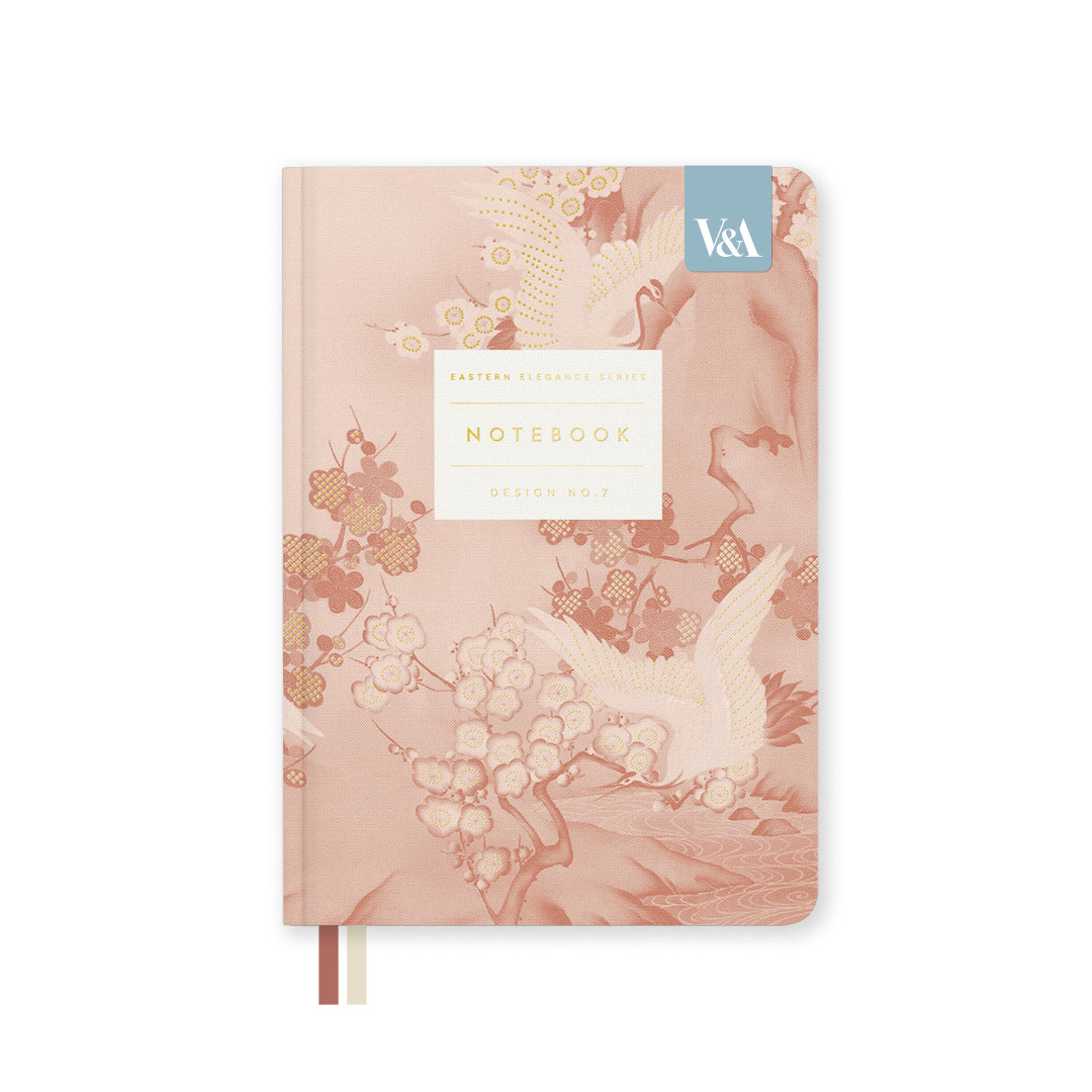 Eastern Elegance Cranes & Blossom, Fabric Hardback Notebook (B6)