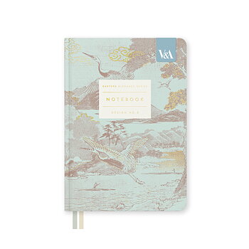 Eastern Elegance Flying Cranes, Fabric Hardback Notebook (B6)