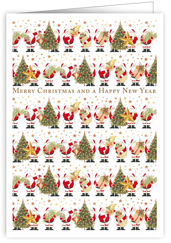 Santa And Trees, Greeting Card