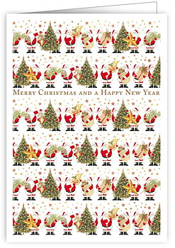 Santa And Trees, Greeting Card