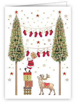 Santa Hanging Presents, Mini Cards