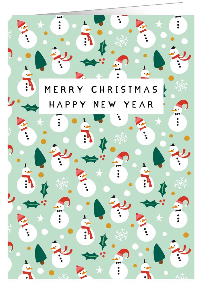 Snowmen with Red Accessories, Greeting Card