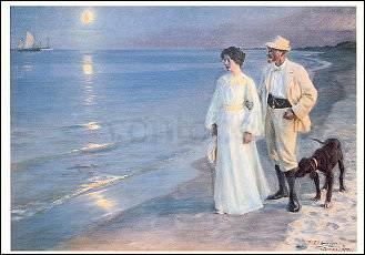 Summer Evening on the Beach at Skagen, 1899, Postcard