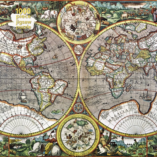 Pieter van den Keere: Antique Map of the World, (1000 pieces)