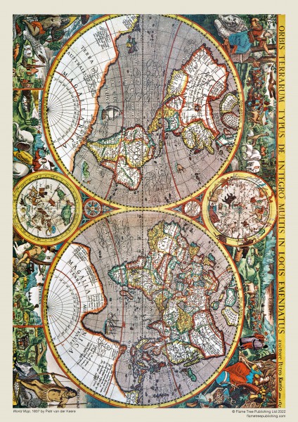 Pieter van den Keere: Antique Map of the World, (1000 pieces) - 3