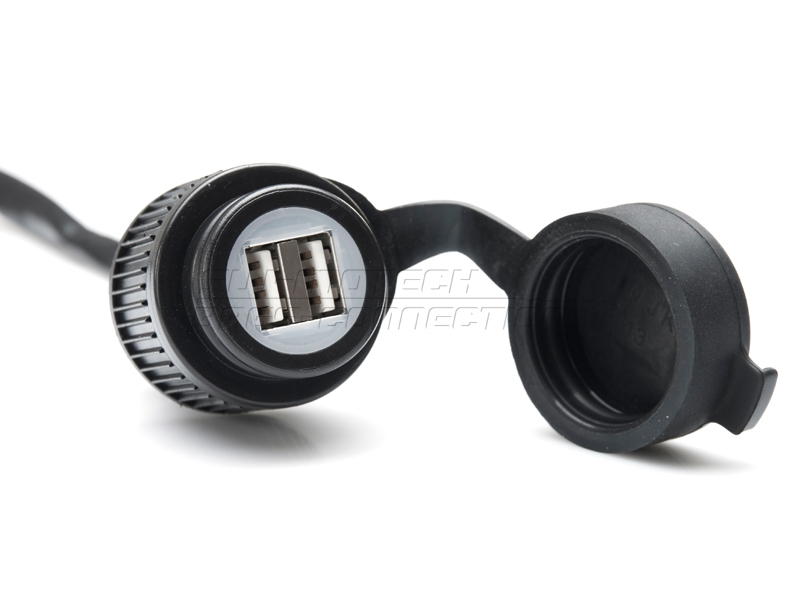Double USB power port with cable harness