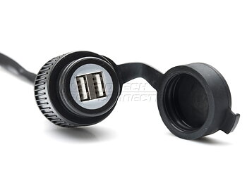 Double USB power port with cable harness