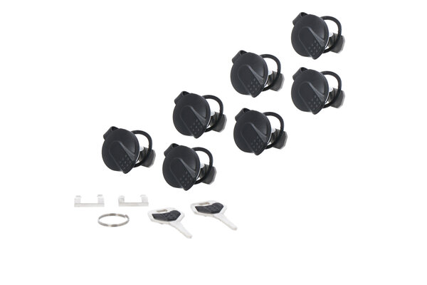 TRAX lock set. 7 matching locks, 2 keys. Simultaneous locking