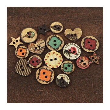 Prima Marketing Wood Buttons - Romance Novel