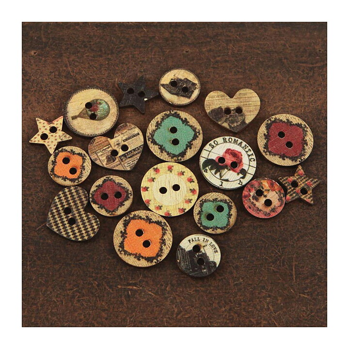 Prima Marketing Wood Buttons - Romance Novel