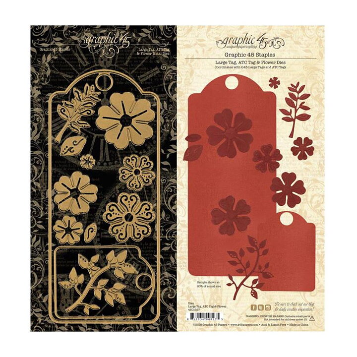 Graphic 45 Staples Dies - Large Tag, ATC Tag & Flower