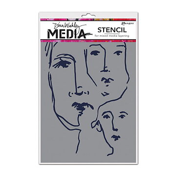 Dina Wakley Stencil 6" x 9" - Scribbled Faces