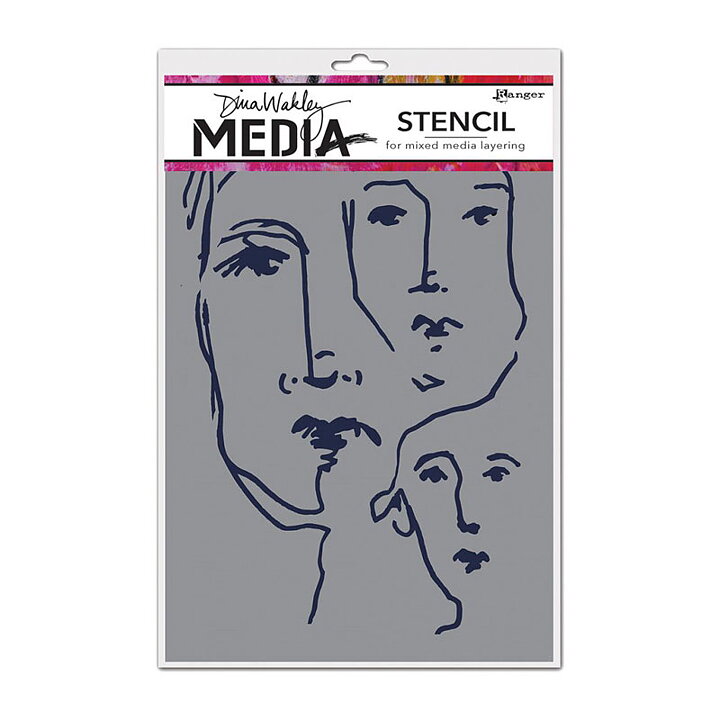 Dina Wakley Stencil 6" x 9" - Scribbled Faces