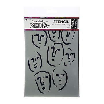 Dina Wakley Stencil 6" x 9" - Circle Faces