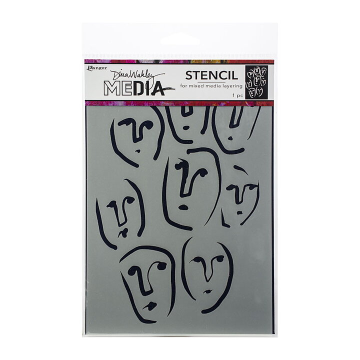 Dina Wakley Stencil 6" x 9" - Circle Faces