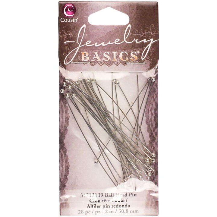 Cousin Basic Metal Findings - Silver Ball Head Pin 51 mm