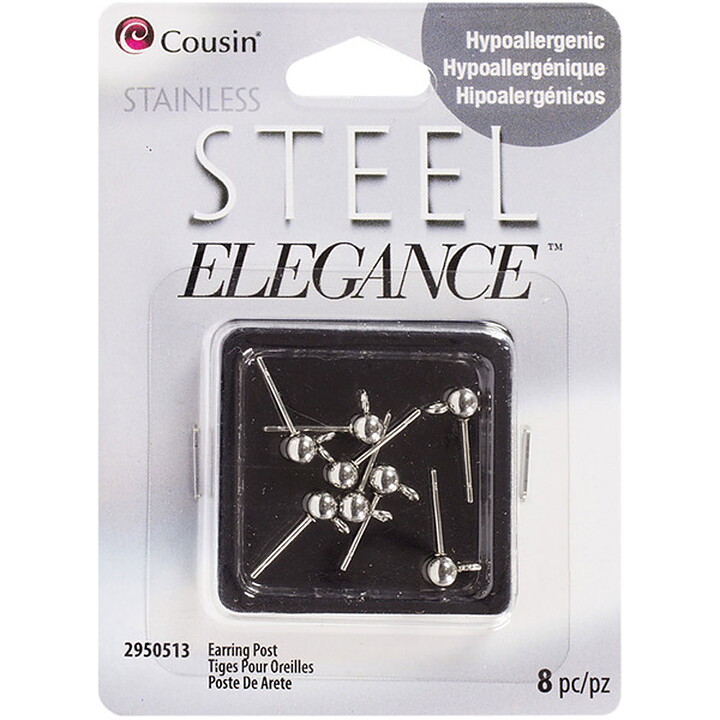Cousin Stainless Steel Elegance - Earring Post 12mm