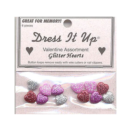 Buttons Valentine Glitter Hearts