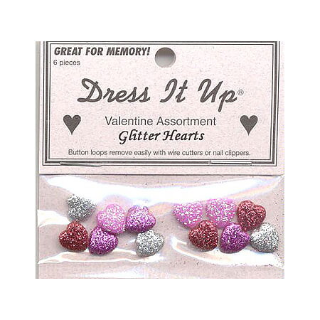 Buttons Valentine Glitter Hearts