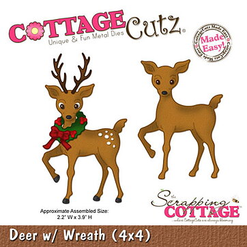 Cottage Cutz Dies 4x4 Christmas Deer w/ Wreath