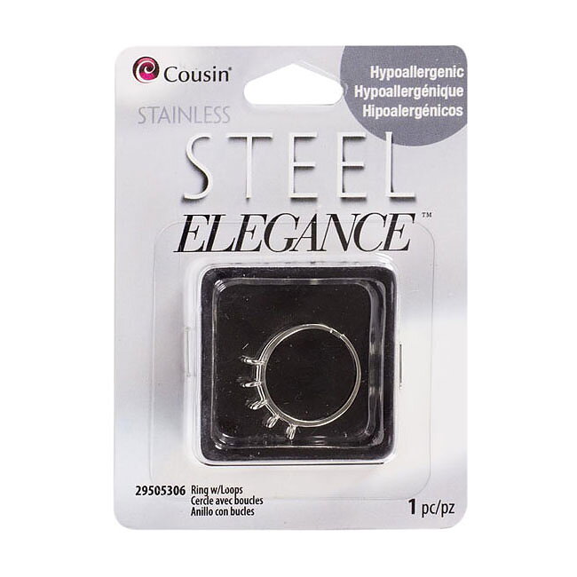 Cousin Stainless Steel Elegance - Ring w/Loops 