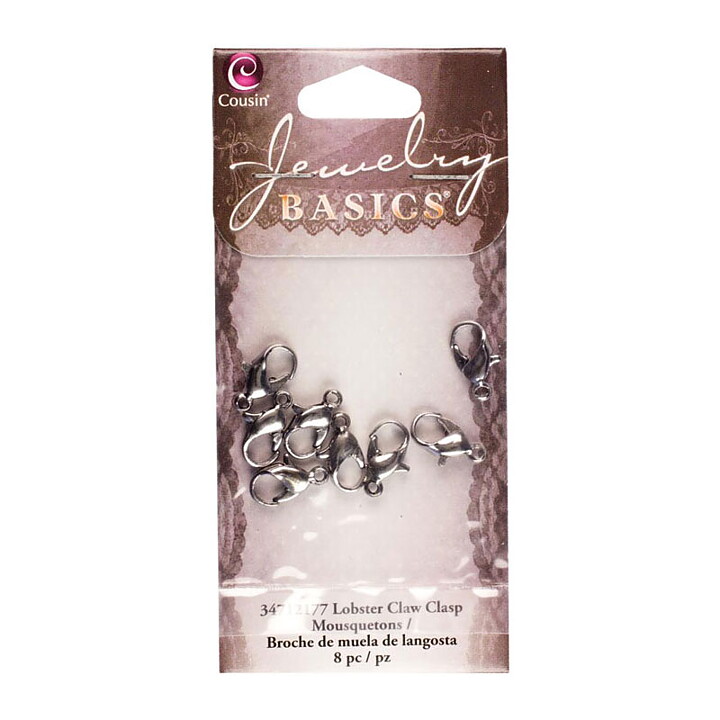 Cousin Basic Metal Findings - Gunmetal  Lobster Claw Clasp 12 mm