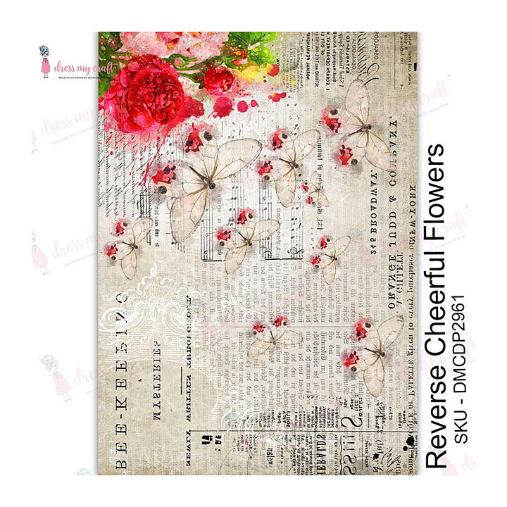 Dress My Craft Transfer Me Sheet - Reverse Cheerful Flowers