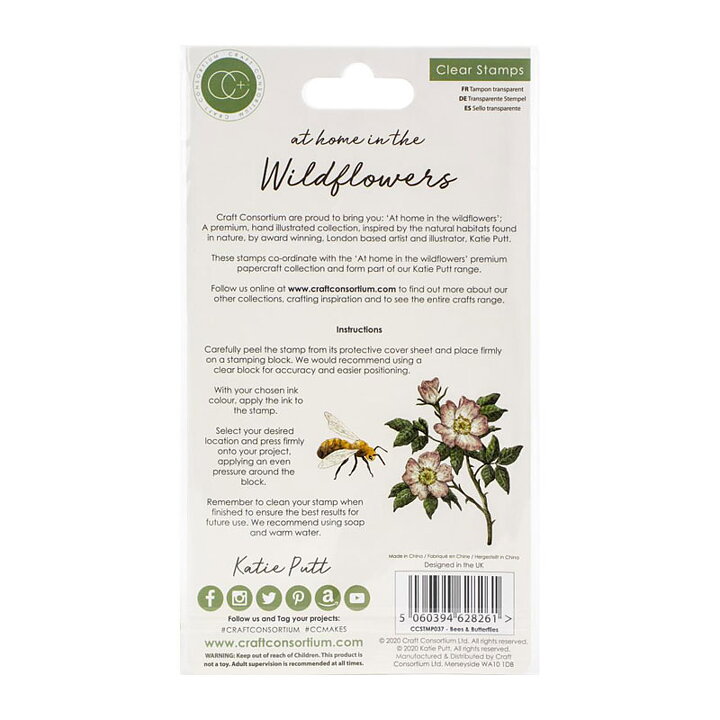 Craft Consortium A5 Clear Stamps - Bees & Butterflies