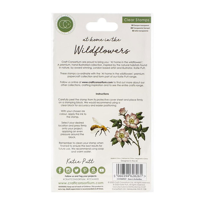Craft Consortium A5 Clear Stamps - Bees & Butterflies