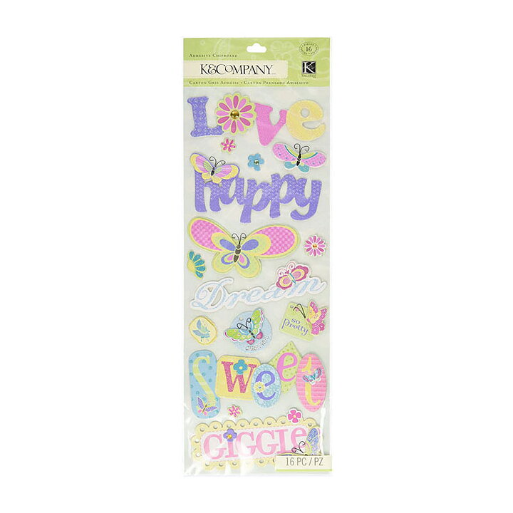 K&Company Adhesive Chipboard - Butterflies