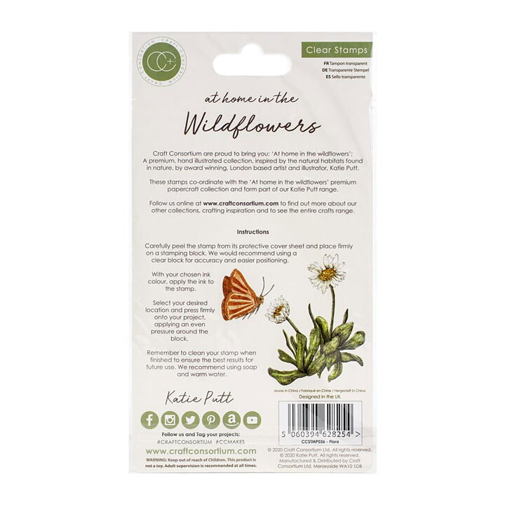 Craft Consortium A5 Clear Stamps - Flora, At Home In The Wildflowers