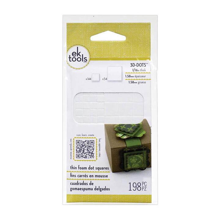 EK Success 3D Dots - Thin Foam Dots Square White