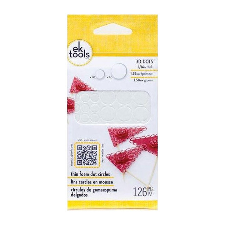 EK Success 3D Dots - Thin Foam Dots Circles White