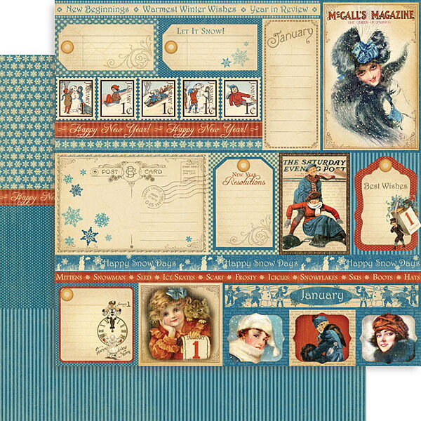Graphic 45 - Place in Time January Cutaparts