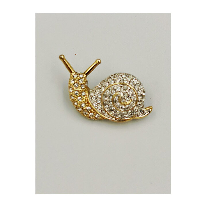 Brooch - Snail with Rhinestones
