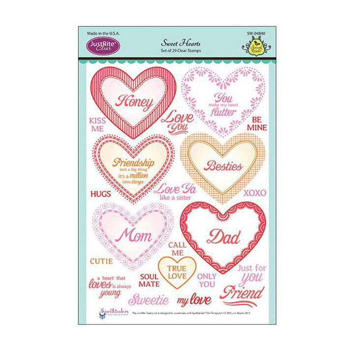 JustRite Papercraft Clear Stamps - Sweet Hearts