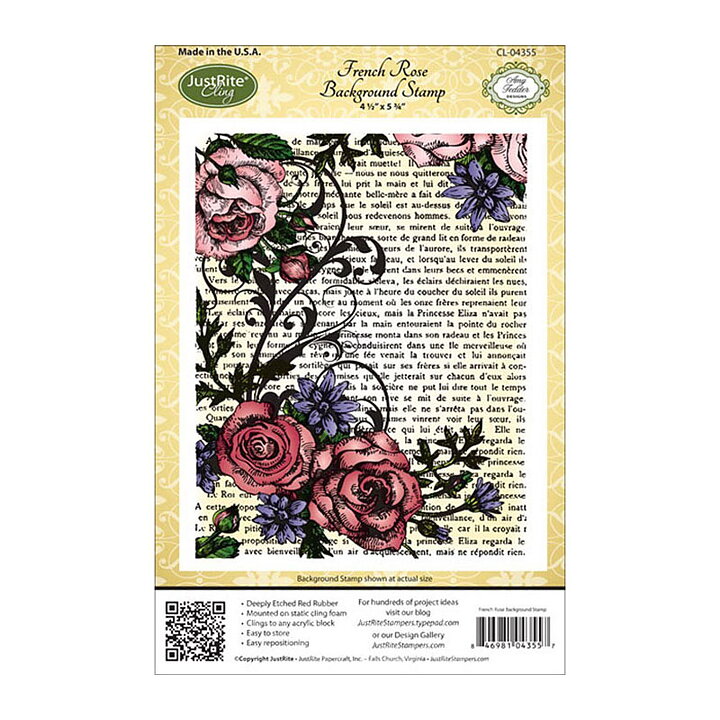 JustRite Papercraft Background Rubber Stamp - French Rose