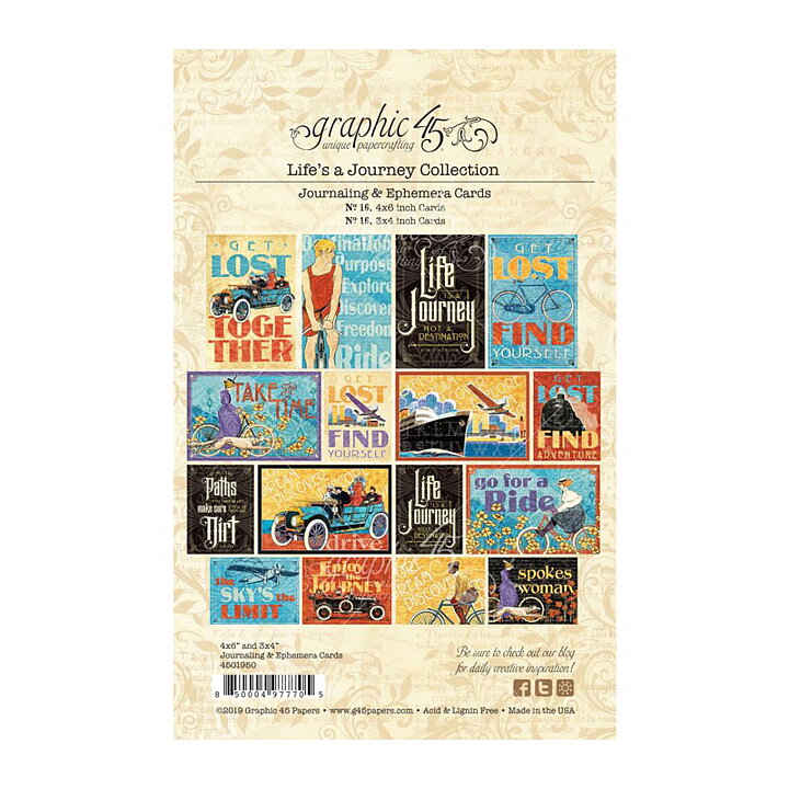 Graphic 45 Life's A Journey Journaling & Ephemera Cards