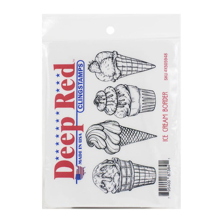 Deep Red Rubber Stamps - Ice Cream Border