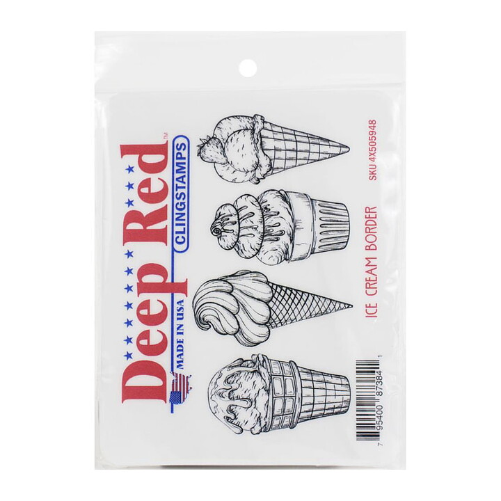 Deep Red Rubber Stamps - Ice Cream Border