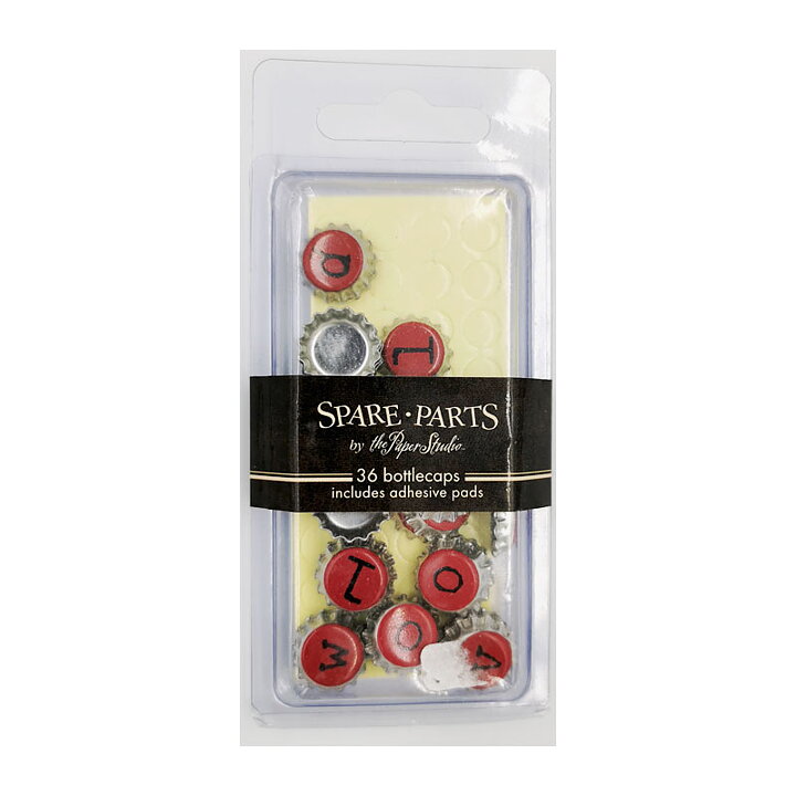 The Paper Studio Spare Parts Bottle caps - Mini Red