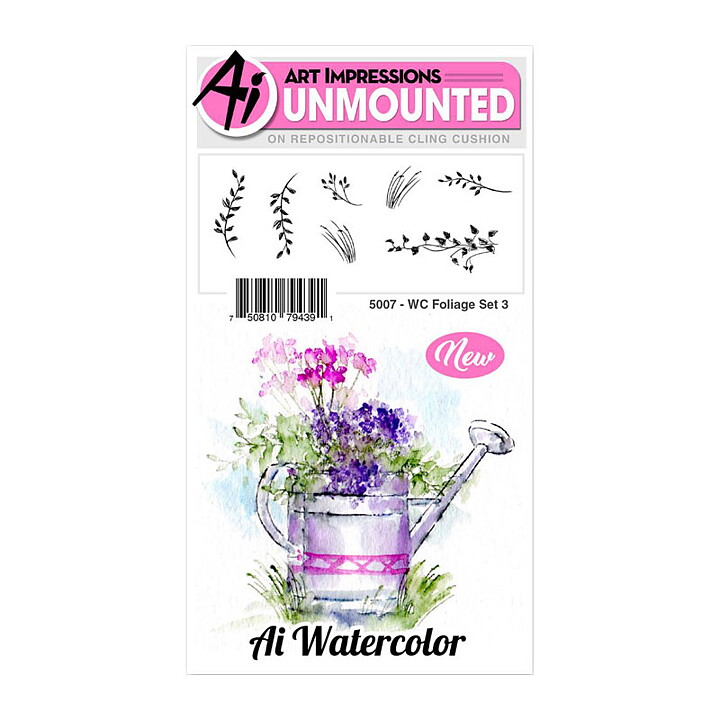 Art Impressions Watercolor Cling Rubber Stamps - Mini Foliage Set 3