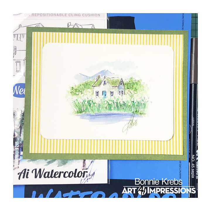 Art Impressions Watercolor Cling Rubber Stamps - Mini Foliage Set 3