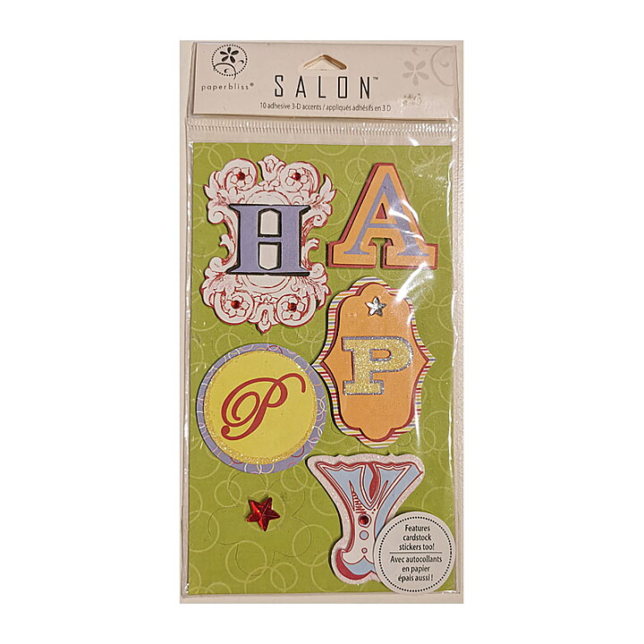 Paper Bliss  Salon 3-D Adhesive Accents - Happy