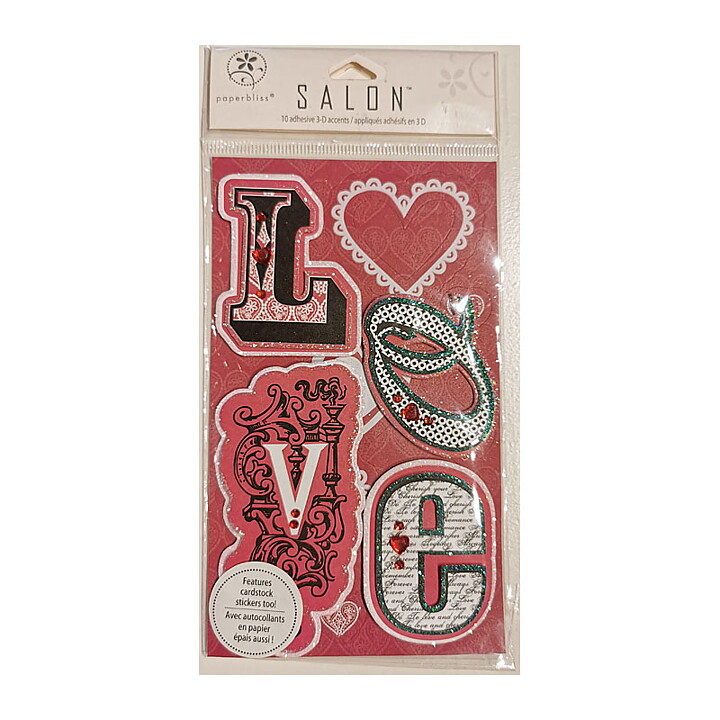 Paper Bliss  Salon 3-D Adhesive Accents - Love