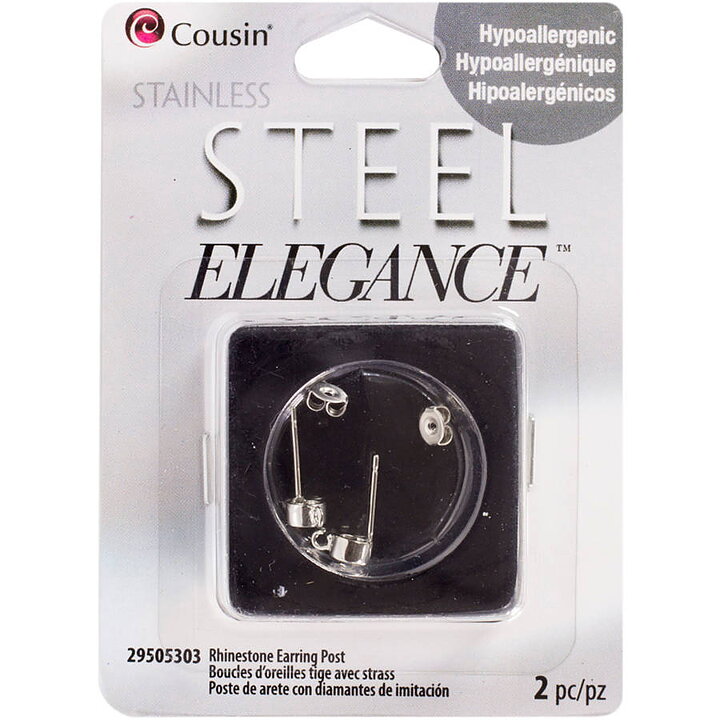 Cousin Stainless Steel Elegance - Rhinestone Earring Post 