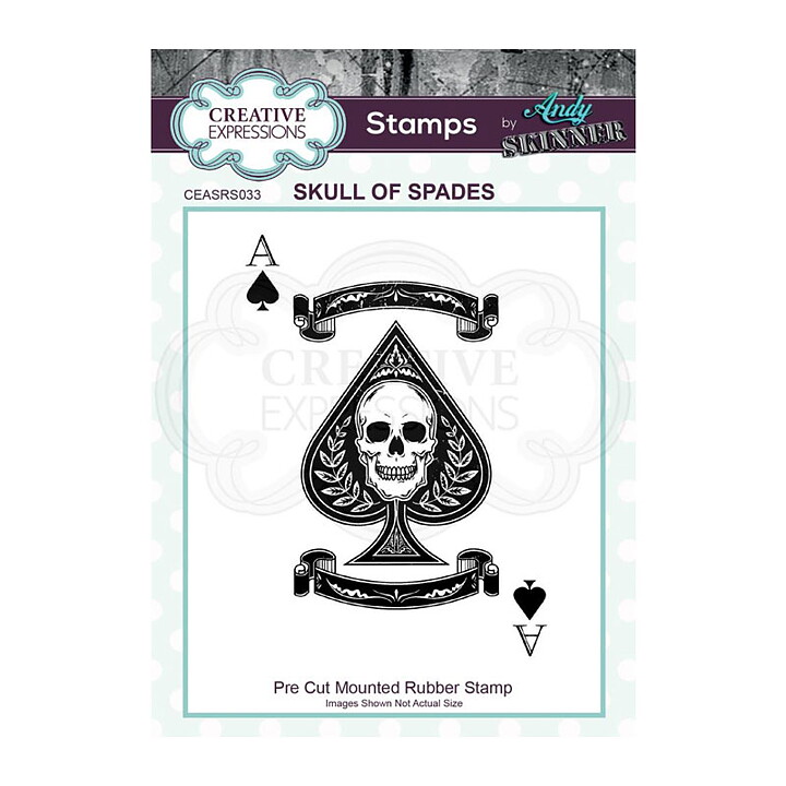 Creative Expressions Rubber Stamp - Skull Of Spades